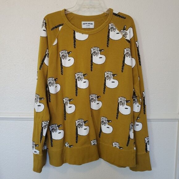F cking Awesome Snoopy Acid Tee Rare Size XL Yellow Mustard Terry Cloth Inside - Picture 2 of 16